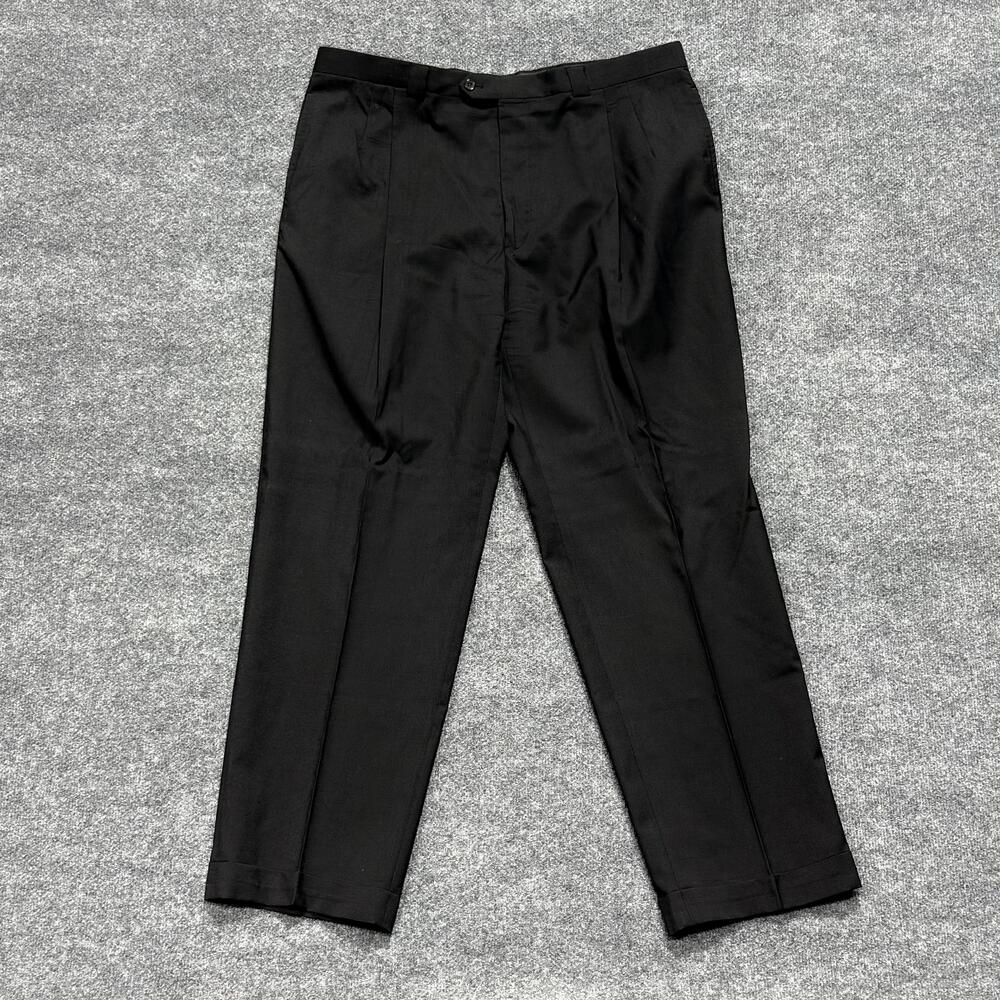 Joseph Abboud Pants Mens 39x32 Waist Black Dress Slacks Pleated Cuffed Suit